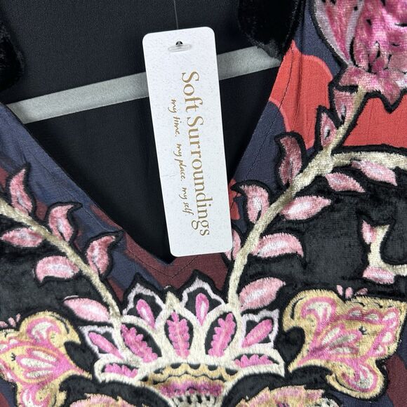 Soft Surroundings Dress Women 8 Red Black Velvet Panel BoHo Maxi Epiphany - Picture 6 of 16